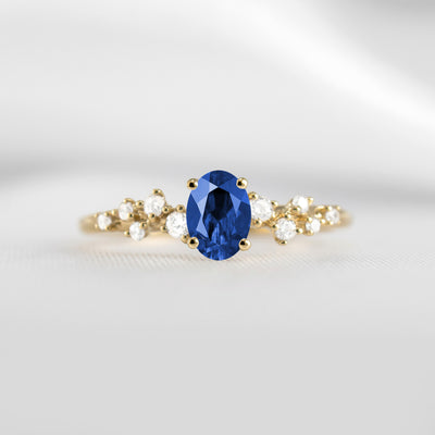 Shown in 1.0 carat Blue Sapphire*The Polaris Sapphire Engagement Ring | Lisa Robin#color_14k-yellow-gold