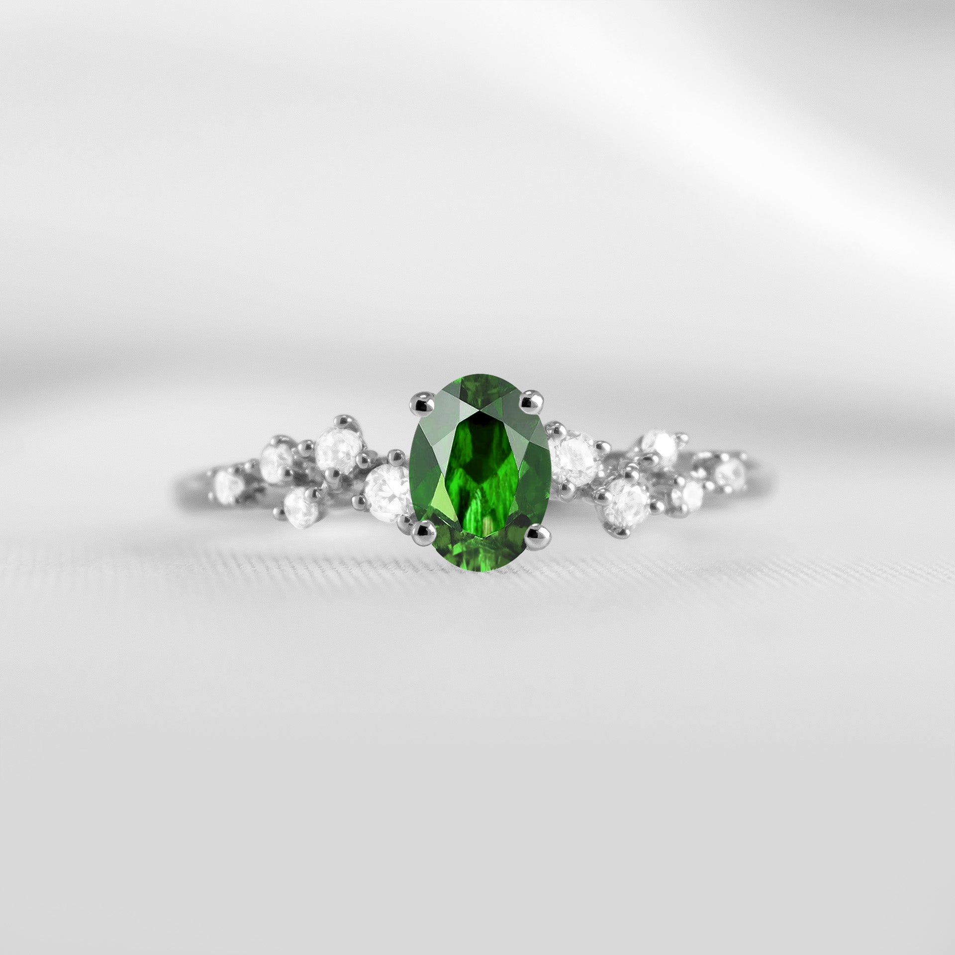 Shown in 1.0 carat Green Diamond*The Polaris Sapphire Engagement Ring | Lisa Robin#color_14k-white-gold