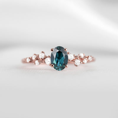 Shown in 1.0 carat Teal Sapphire*The Polaris Sapphire Engagement Ring | Lisa Robin#color_14k-rose-gold