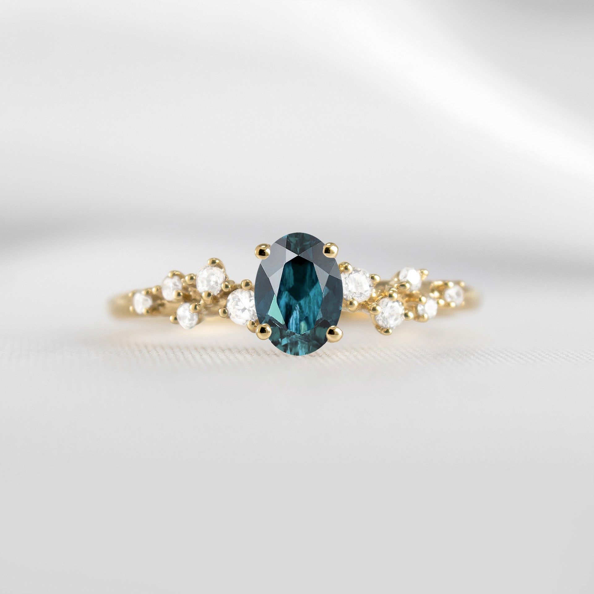 Shown in 1.0 carat Teal Sapphire*The Polaris Sapphire Engagement Ring | Lisa Robin#color_14k-yellow-gold