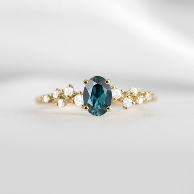 Shown in 1.0 carat Teal Sapphire*The Polaris Sapphire Engagement Ring | Lisa Robin#color_14k-yellow-gold