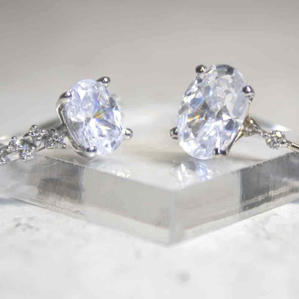 Polaris and Portia Oval Diamond Engagement Rings in Platinum | Lisa Robin
