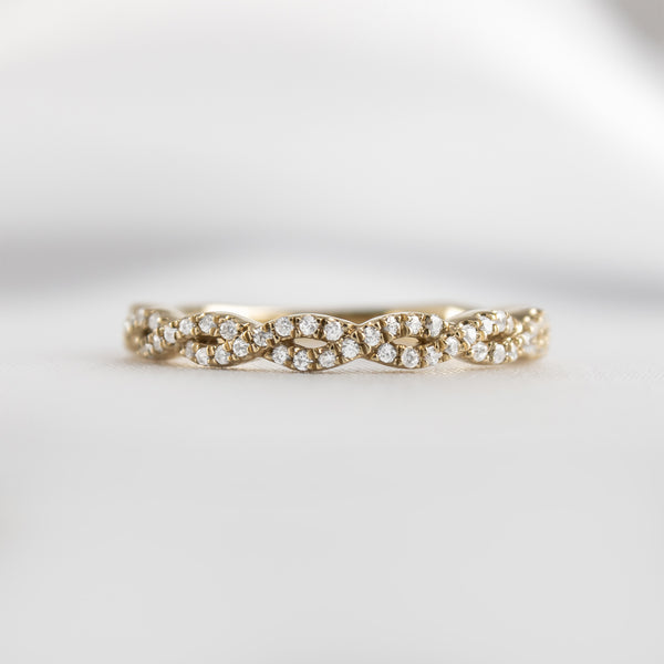 Quinn twist lab diamond 14K yellow gold wedding ring from front by Lisa Robin#color_14k-yellow-gold