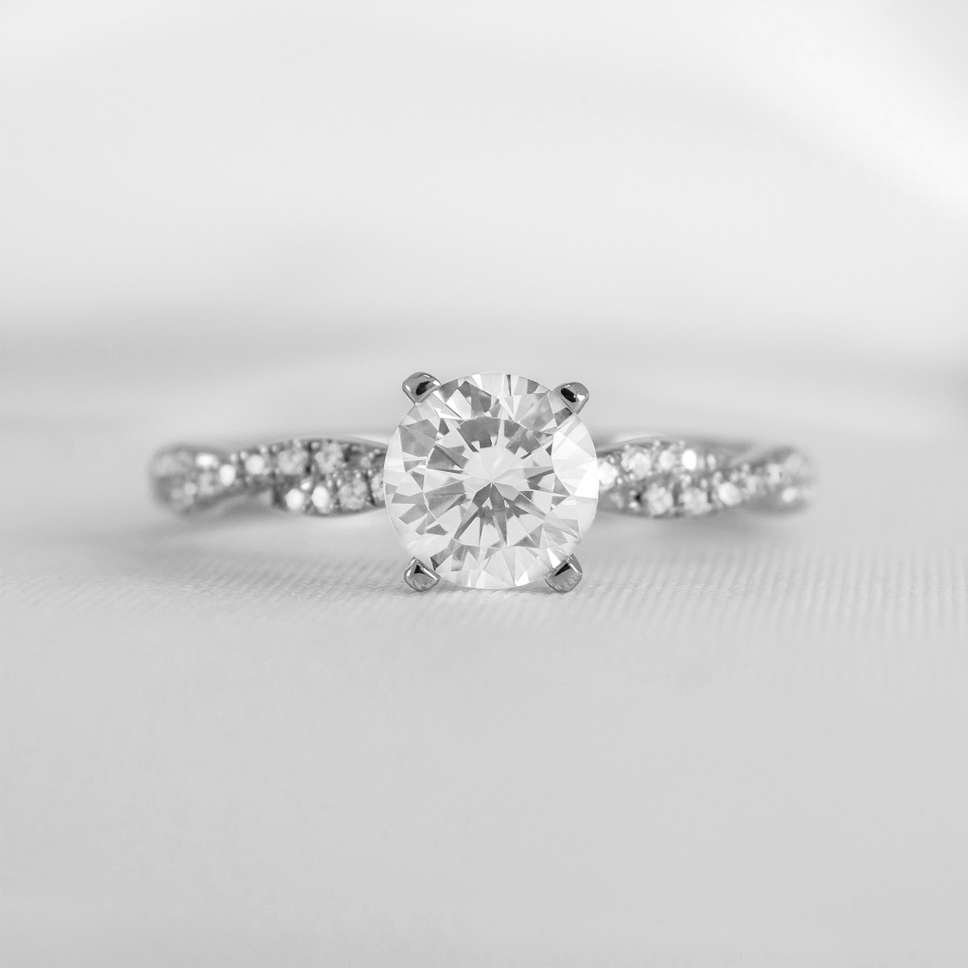 Shown in 1.0 Carat Diamond* The Remy Diamond Twist Engagement Ring | Lisa Robin#color_platinum