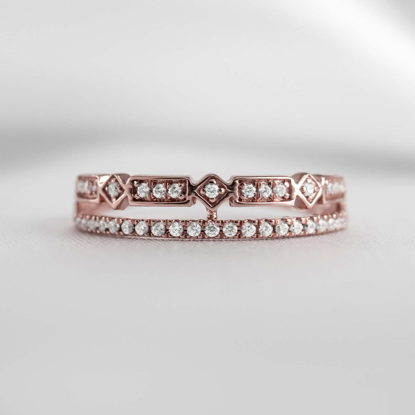The Rene Diamond Wedding Ring | Lisa Robin#color_14k-rose-gold