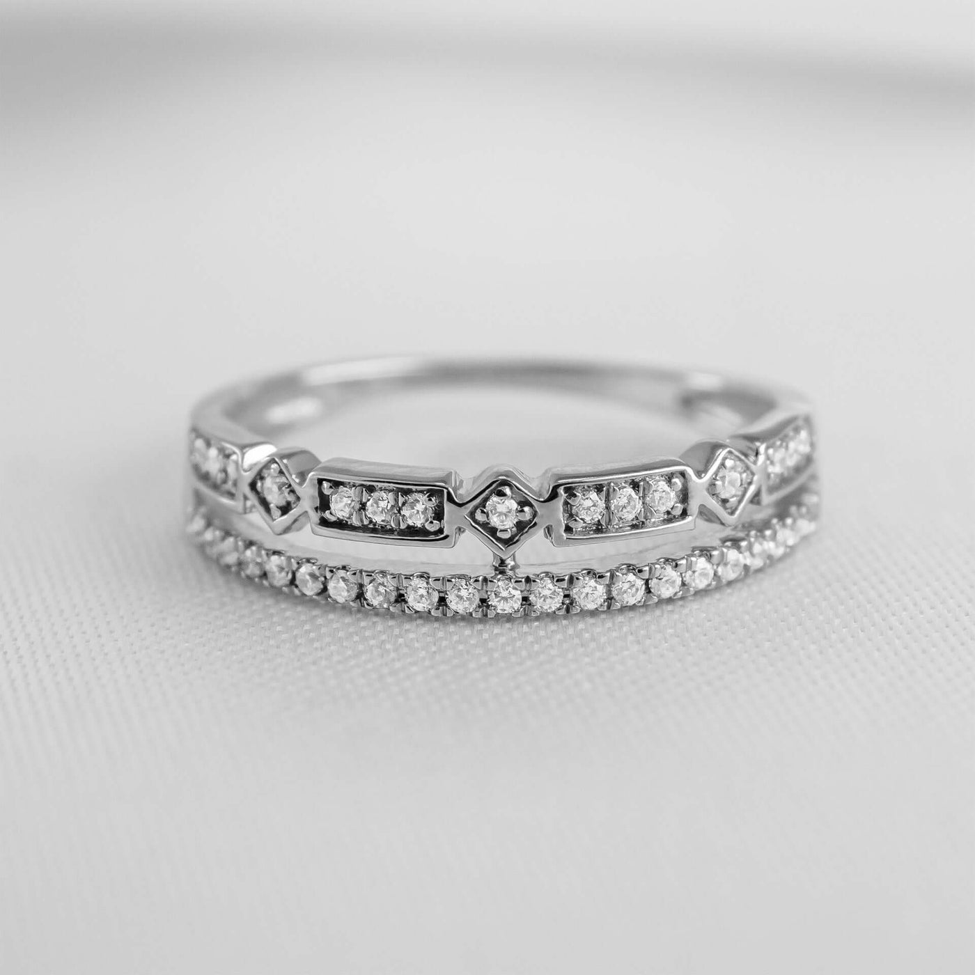The Rene Diamond Wedding Ring | Lisa Robin#color_18k-white-gold