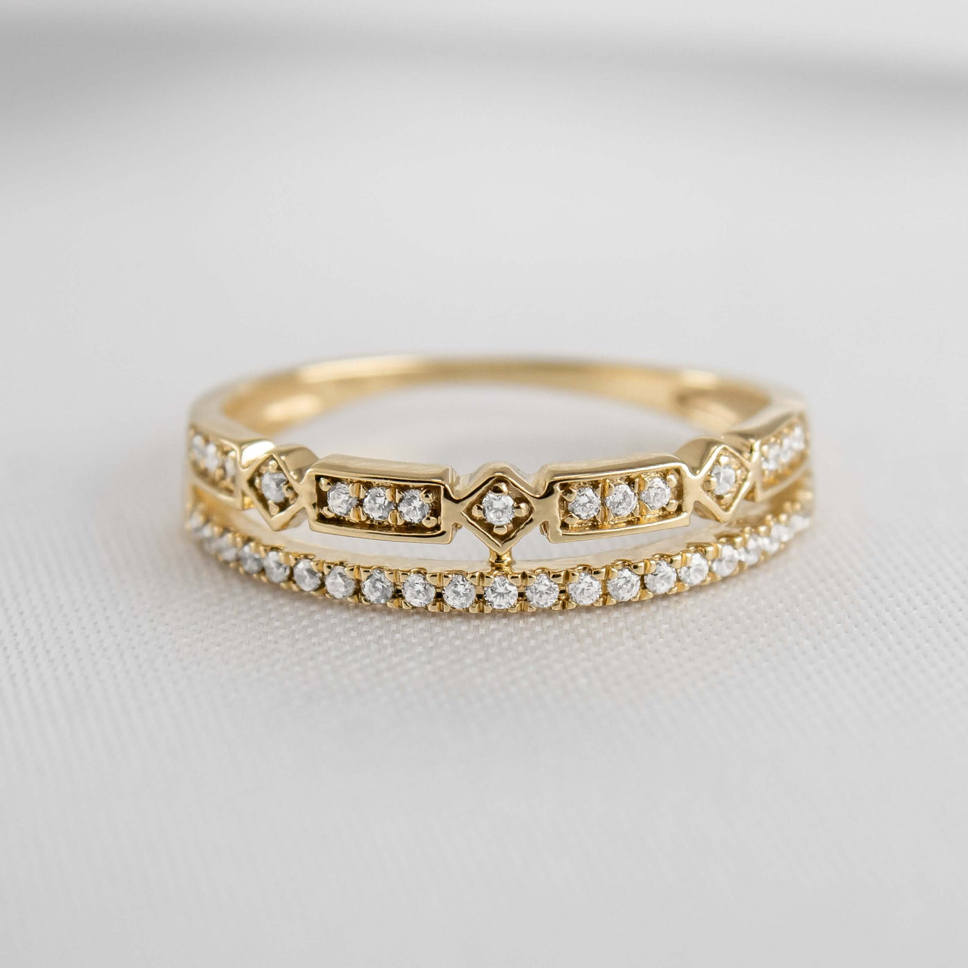 The Rene Diamond Wedding Ring | Lisa Robin#color_10k-yellow-gold