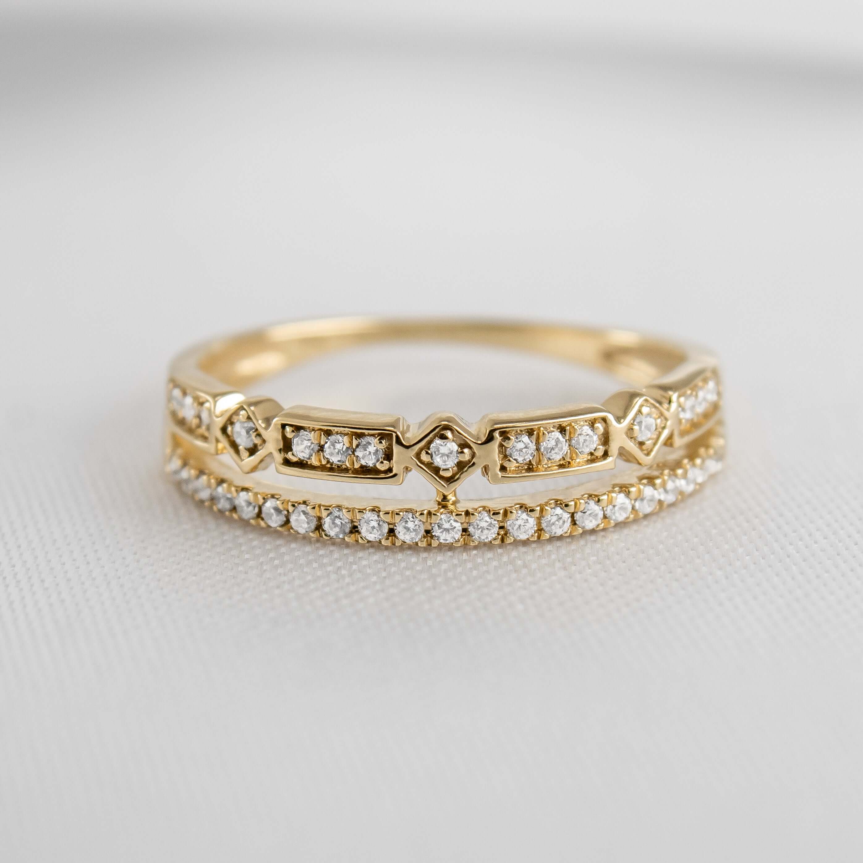The Rene Lab Diamond Wedding Ring in 14K yellow gold from top view by Lisa Robin#color_14k-yellow-gold