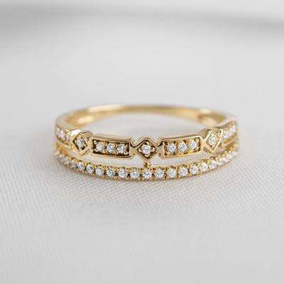 The Rene Diamond Wedding Ring | Lisa Robin#color_14k-yellow-gold
