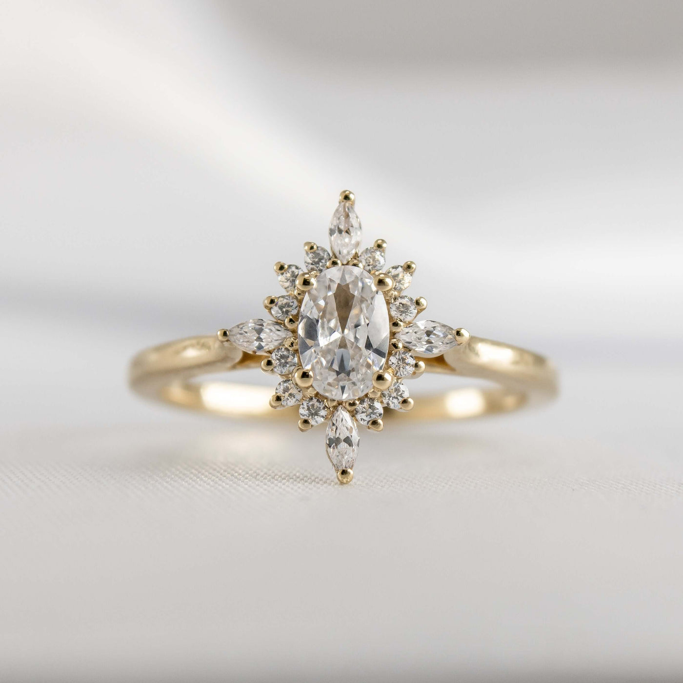 Shown in 1.0 carat * The Revel Halo Diamond Engagement Ring |#color_14k-yellow-gold