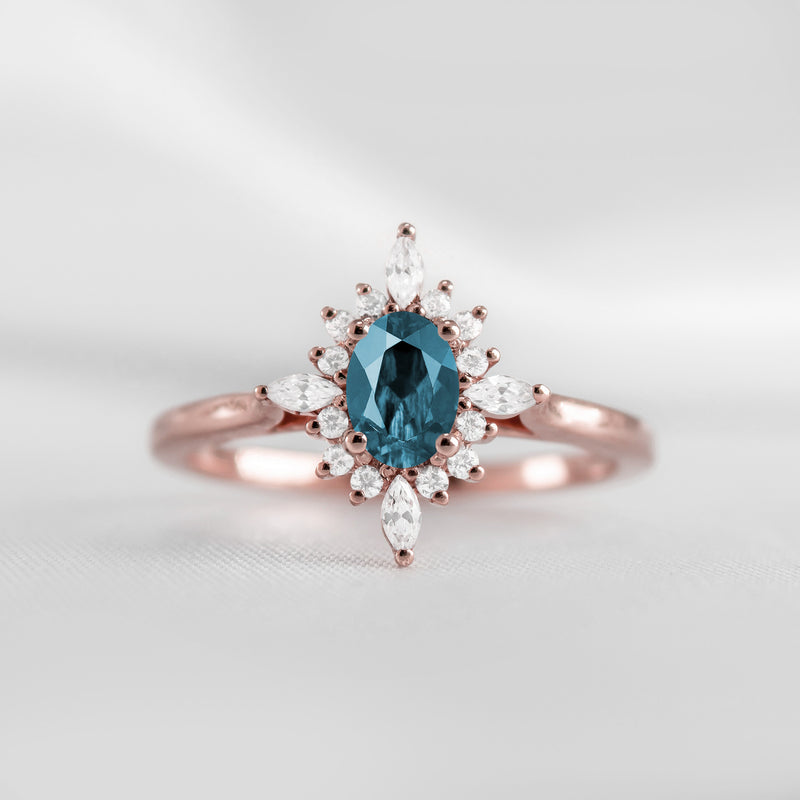 Shown in 1.0 carat Blue Diamond* The Revel Blue Diamond Halo Engagement Ring | Lisa Robin