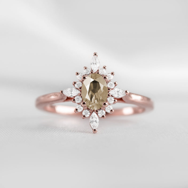 Shown in 1.0 carat Champagne Diamond* The Revel Champagne Diamond Halo Engagement Ring | Lisa Robin