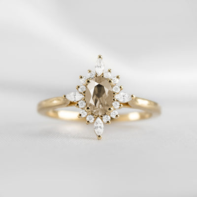 Shown in 1.0 carat Champagne Diamond* The Revel Champagne Diamond Halo Engagement Ring | Lisa Robin#color_14k-yellow-gold