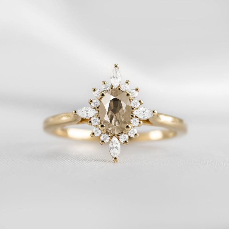 Shown in 1.0 carat Champagne Diamond* The Revel Champagne Diamond Halo Engagement Ring | Lisa Robin