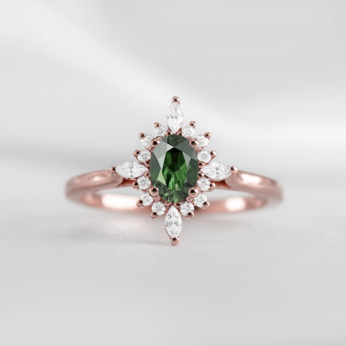 Shown in 1.0 carat Green Diamond* The Revel Green Diamond Halo Engagement Ring | Lisa Robin#color_14k-rose-gold
