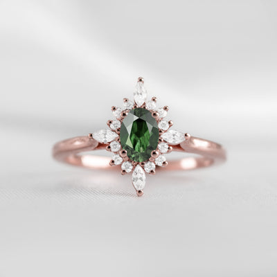 Shown in 1.0 carat Green Diamond* The Revel Green Diamond Halo Engagement Ring | Lisa Robin#color_14k-rose-gold