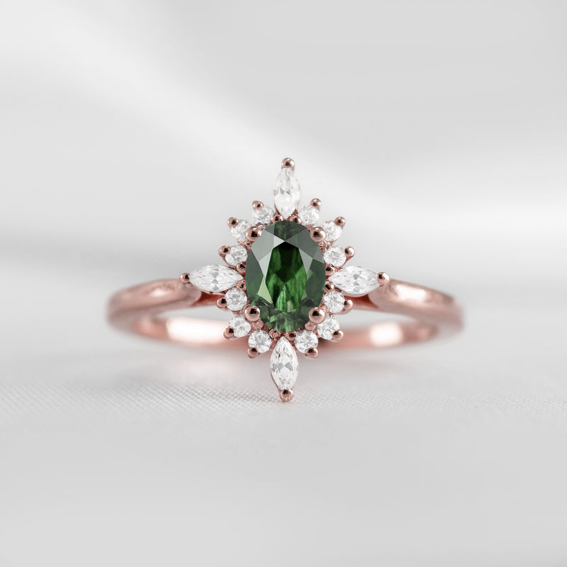 Shown in 1.0 carat Green Diamond* The Revel Green Diamond Halo Engagement Ring | Lisa Robin