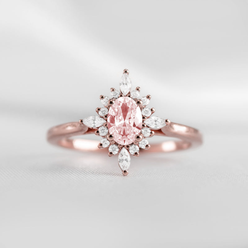 Shown in 1.0 carat Morganite* The Revel Morganite and Diamond Halo Engagement Ring / Lisa Robin