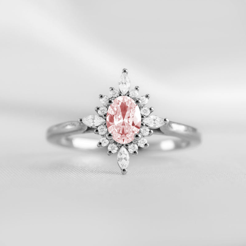 Shown in 1.0 carat Morganite* The Revel Morganite and Diamond Halo Engagement Ring / Lisa Robin