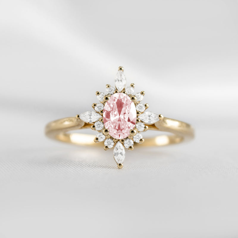 Shown in 1.0 carat Morganite* The Revel Morganite and Diamond Halo Engagement Ring / Lisa Robin