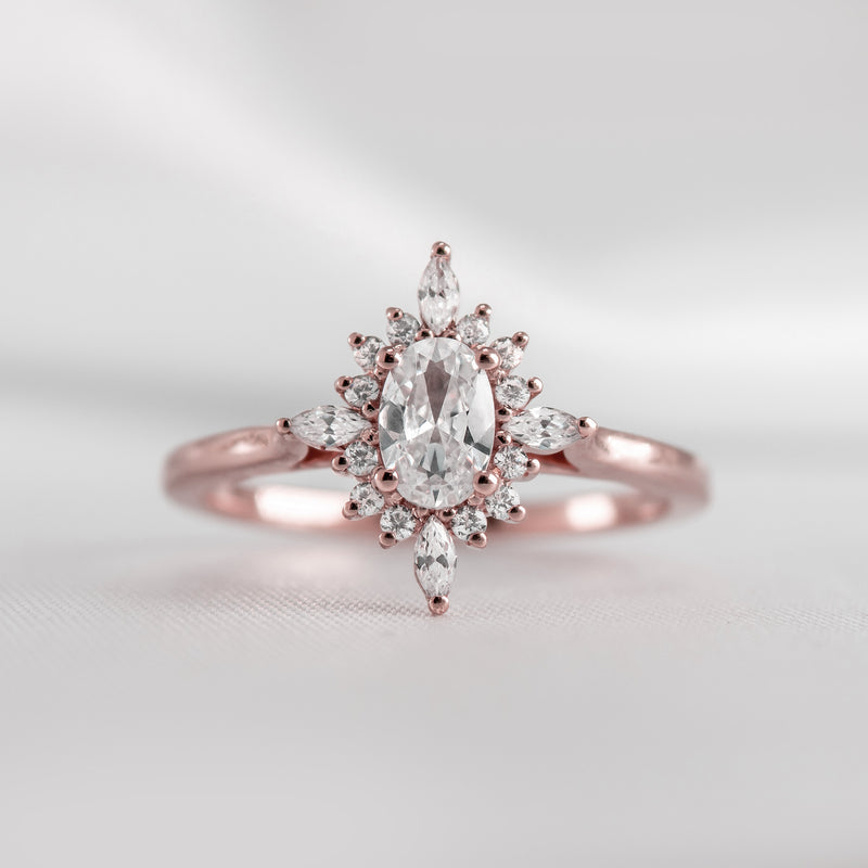 The Revel Halo Moissanite Engagement Ring