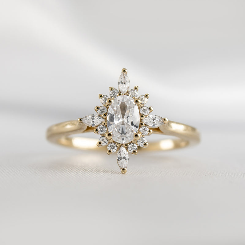 The Revel Halo Moissanite Engagement Ring