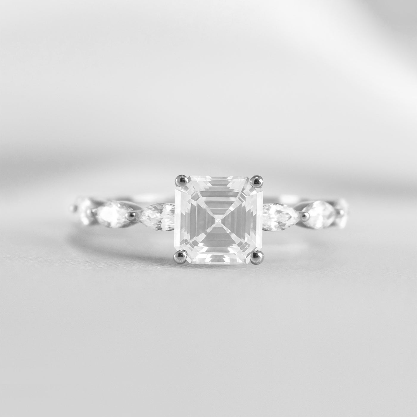 Shown in 1.0 Carat Diamond* The Riley Marquise Stone Diamond Engagement Ring | Lisa Robin#color_platinum