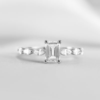 Shown in 1.0 Carat Diamond* The Riley Marquise Stone Diamond Engagement Ring | Lisa Robin#color_platinum
