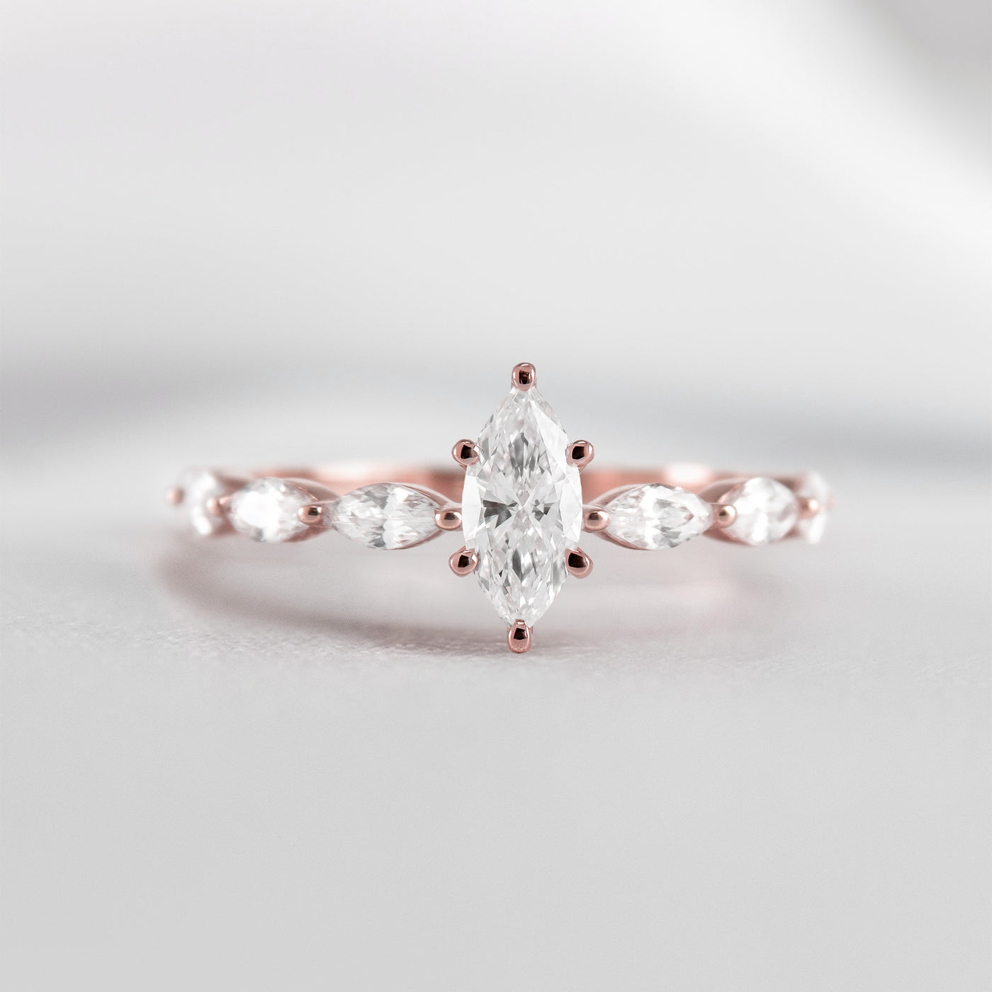 Shown in 1.0 Carat Diamond* The Riley Marquise Stone Diamond Engagement Ring | Lisa Robin#color_14k-rose-gold