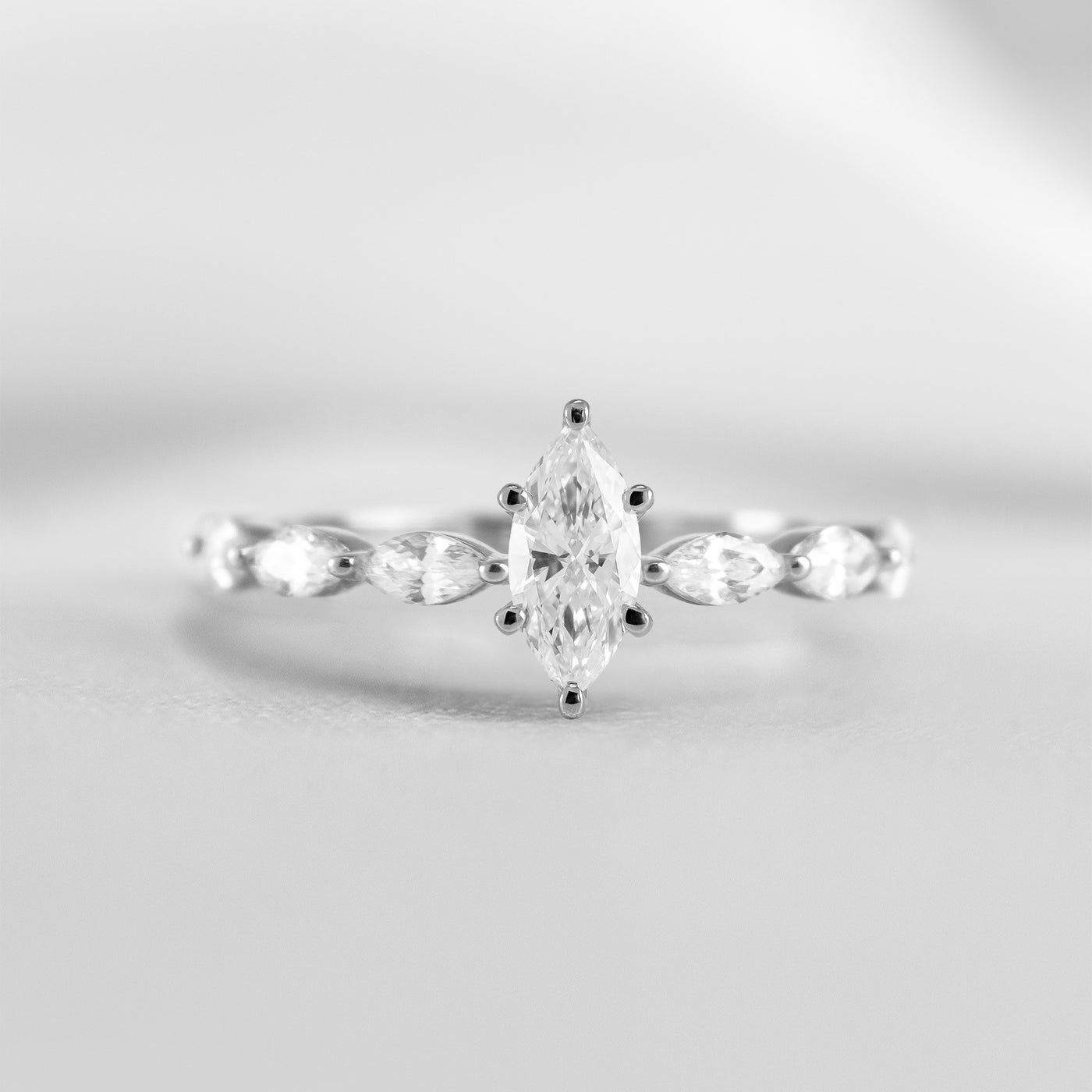 Shown in 1.0 Carat * The Riley Marquise Stone Diamond Engagement Ring | Lisa Robin#shape_marquise