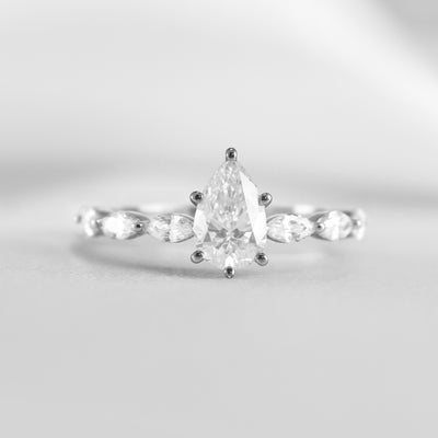 Shown in 1.0 Carat Diamond* The Riley Marquise Stone Diamond Engagement Ring | Lisa Robin#color_platinum