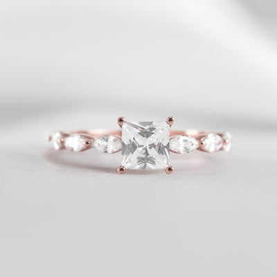 Shown in 1.0 Carat * The Riley Marquise Stone Diamond Engagement Ring | Lisa Robin#shape_princess