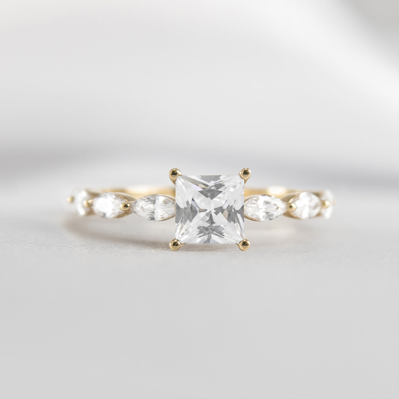 Shown in 1.0 Carat * The Riley Marquise Stone Diamond Engagement Ring | Lisa Robin#shape_princess