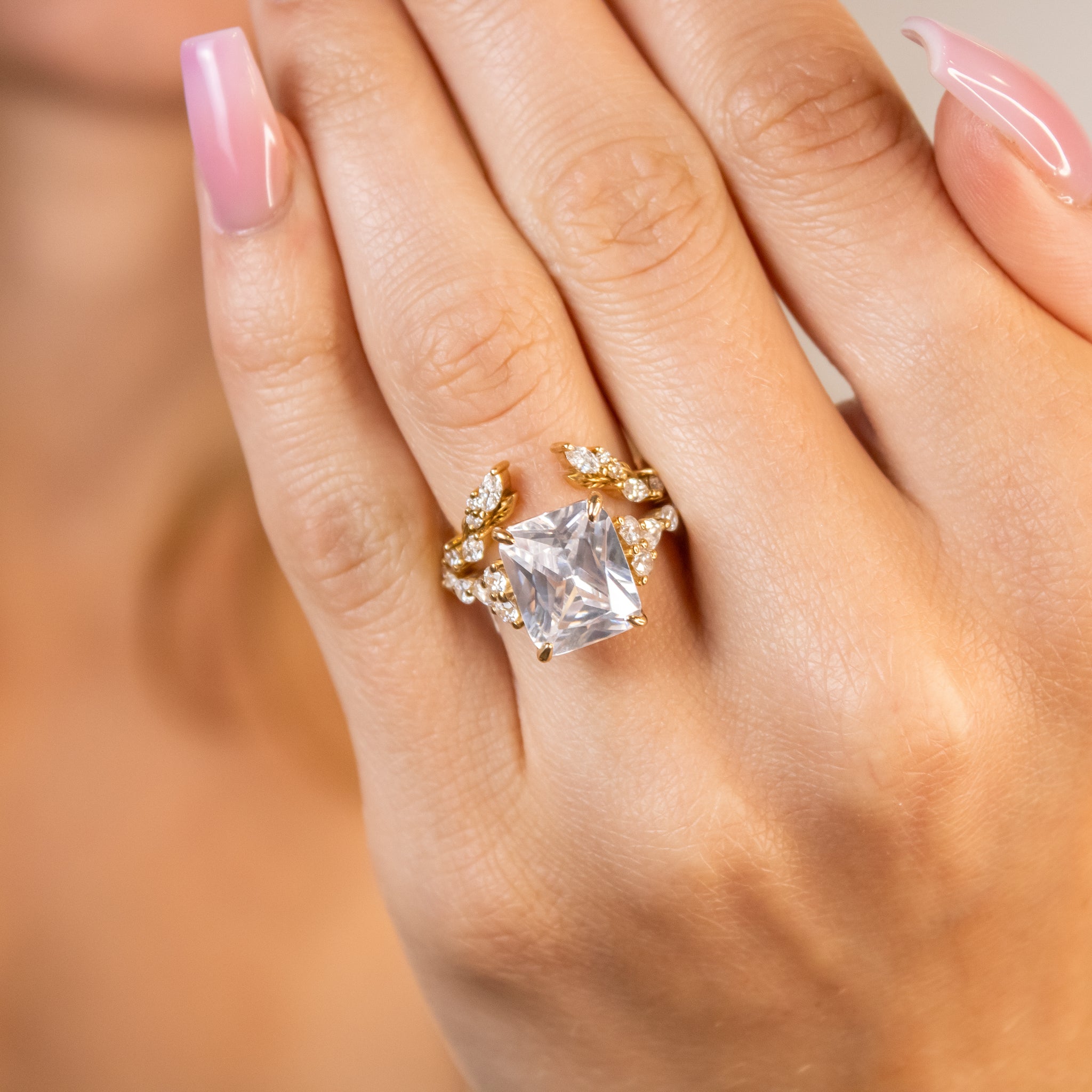 The Safa Vintage Side Stone Diamond Engagement Ring