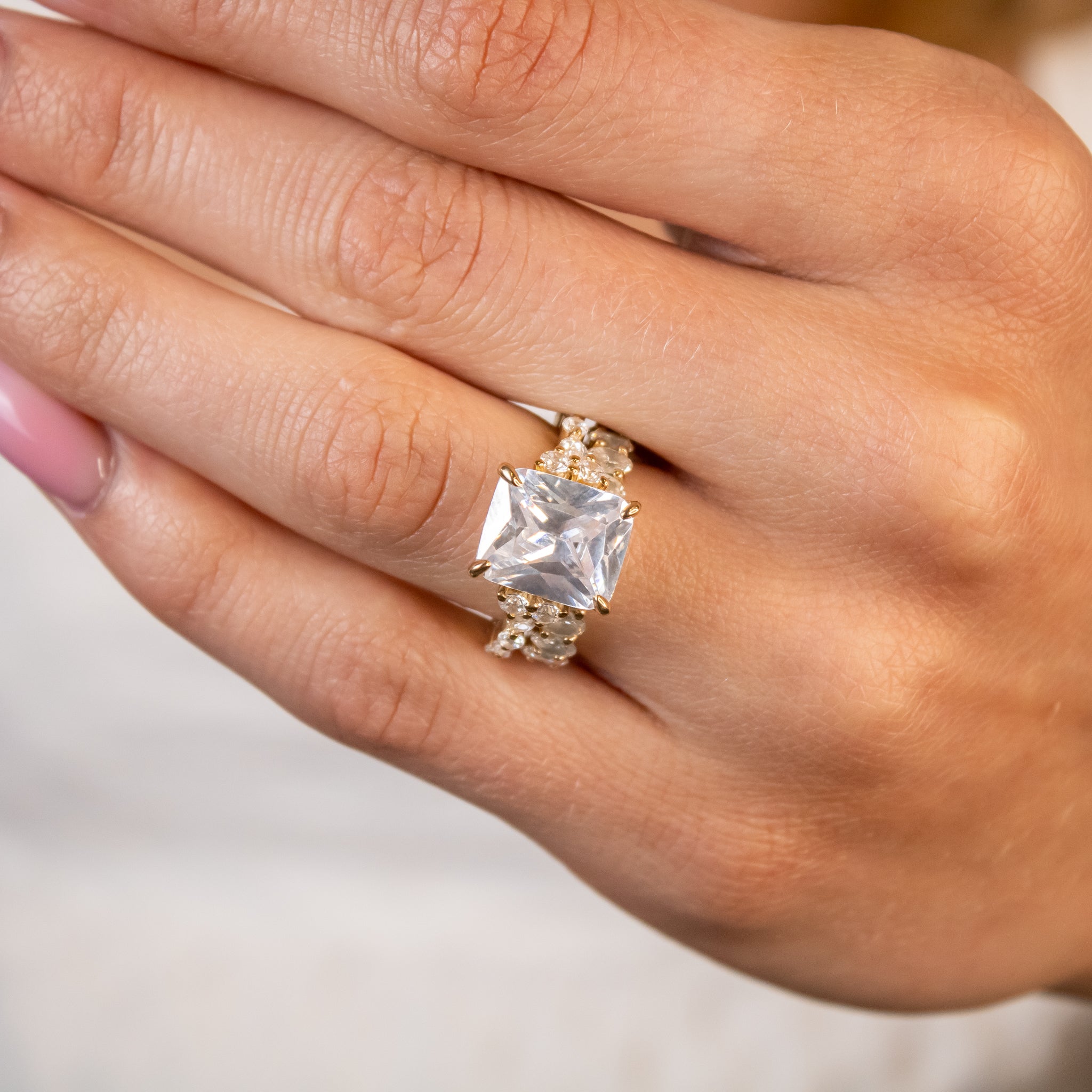 The Noah 9 stone oval lab Diamond Wedding Ring in 14K yellow gold by Lisa Robin#color_14k-yellow-gold