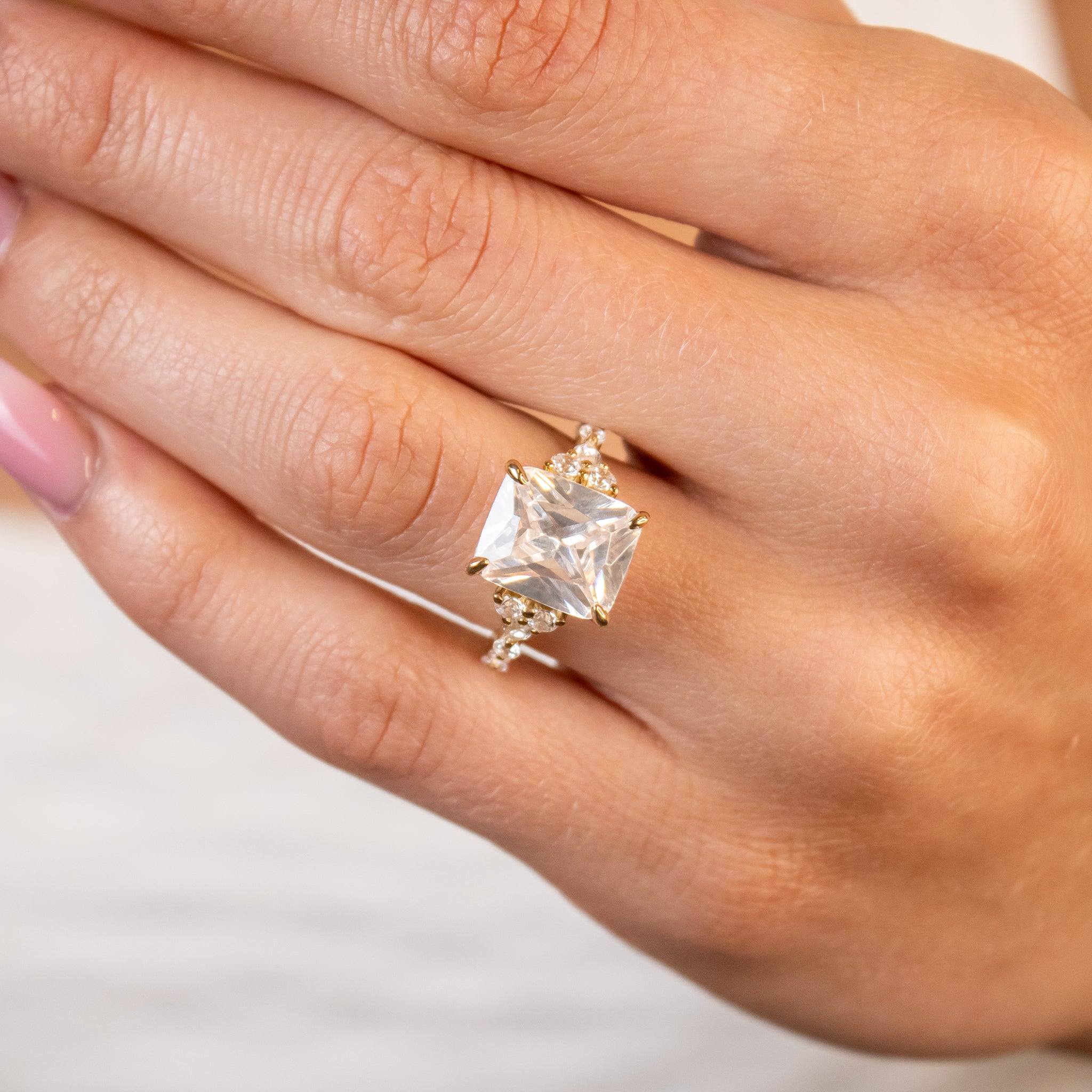The Safa Vintage Side Stone Diamond Engagement Ring