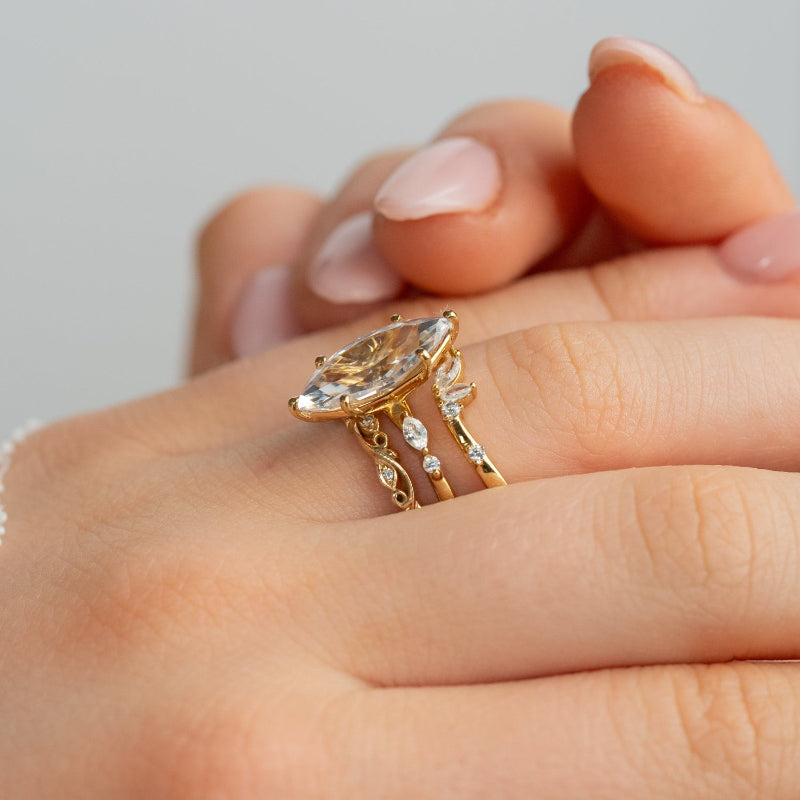 Leaf and vine diamond 14K yellow gold wedding ring by Lisa Robin#color_14k-yellow-gold