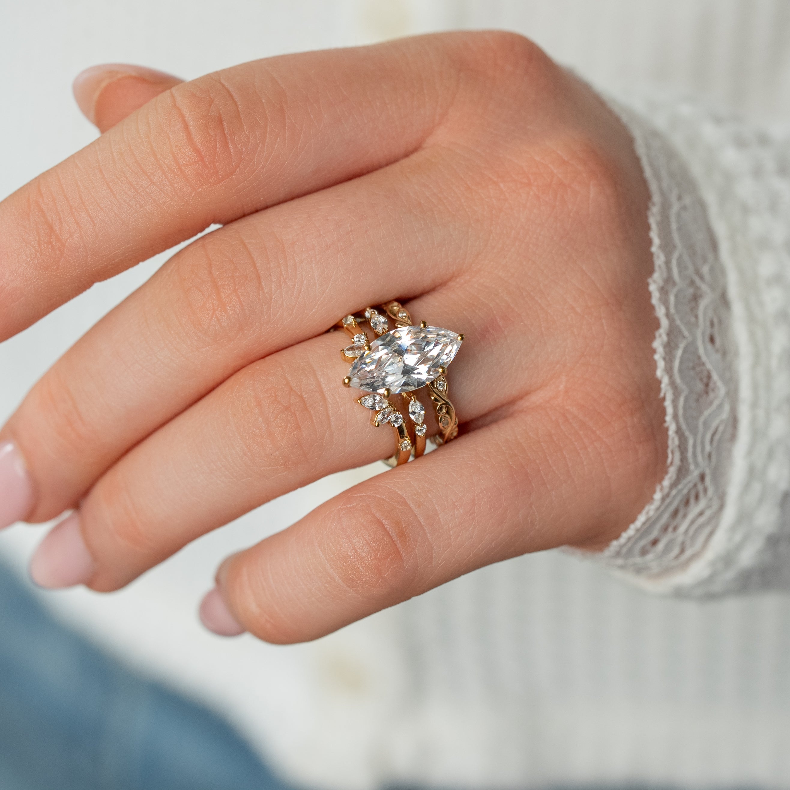Leaf and Vine Diamond Wedding Ring