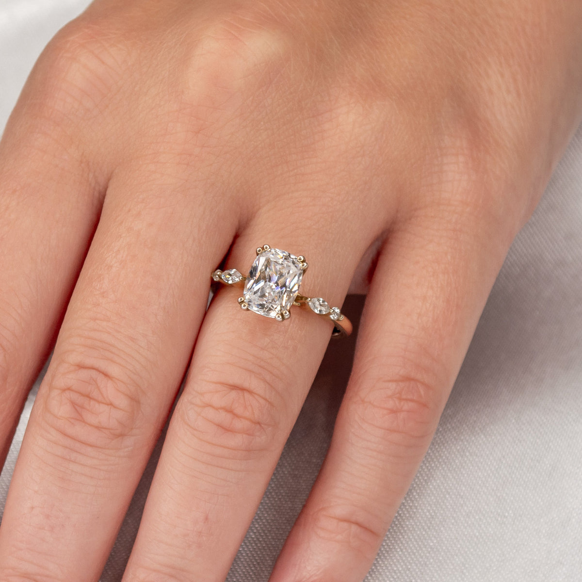 Sage cushion cut diamond yellow gold engagement ring by lisa robin