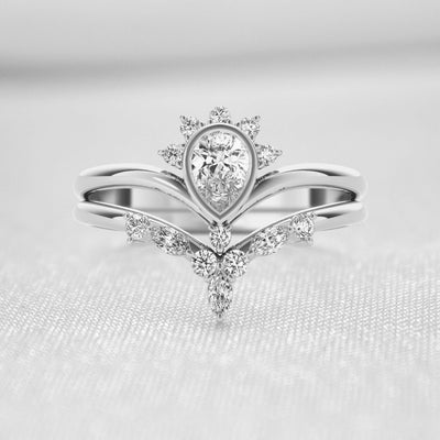 The Shae Vintage Style Diamond Wedding Set | Lisa Robin#color_14k-white-gold