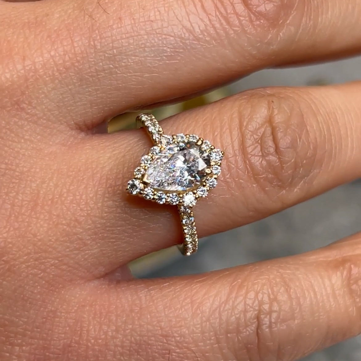 The Sierra Pear Shaped Halo Diamond Engagement Ring