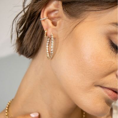 Inside-Out Single Prong Lab Diamond Hoop Earrings