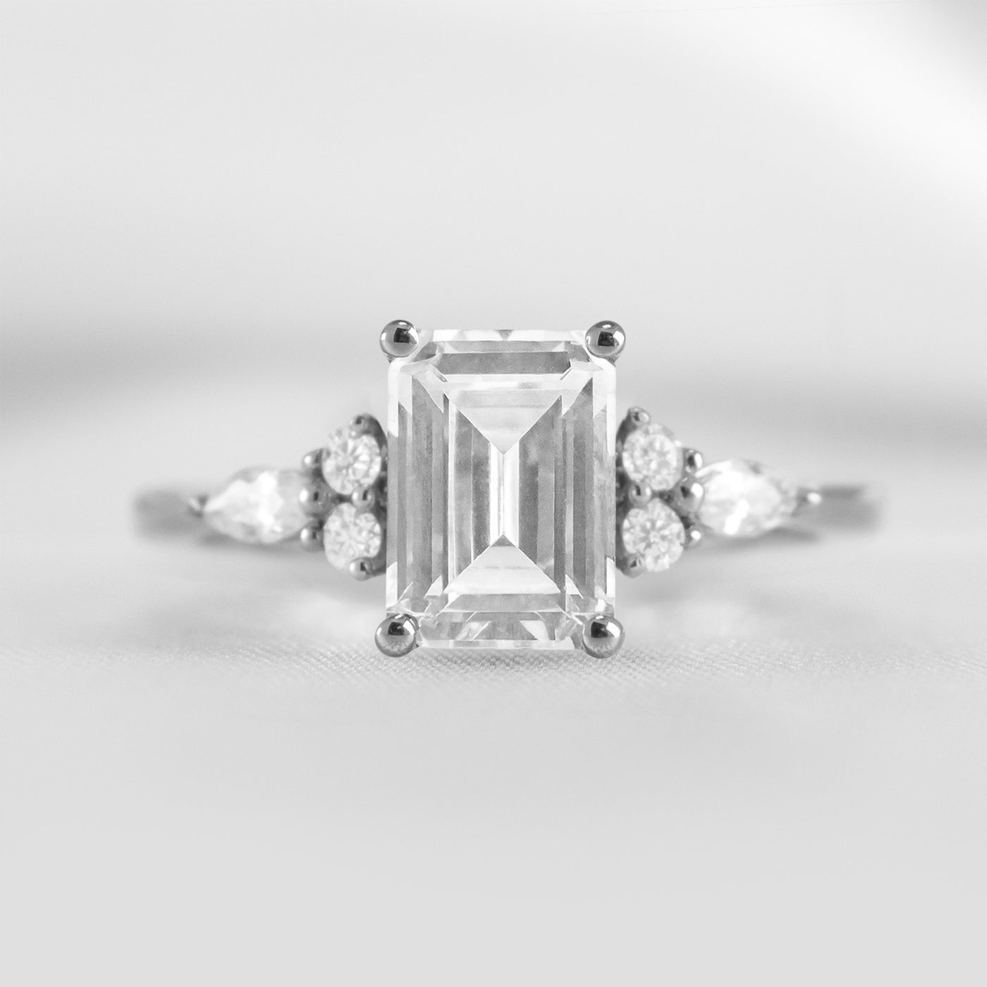 Shown in 1.75 Carat * The Sophia Marquise Accented Diamond Engagement Ring | Lisa Robin#color_14k-white-gold