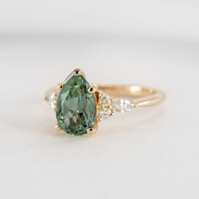Show in 2.0 carat green sapphire*The Sophia Sapphire with Marquise Diamond Accented Solitaire Engagement Ring