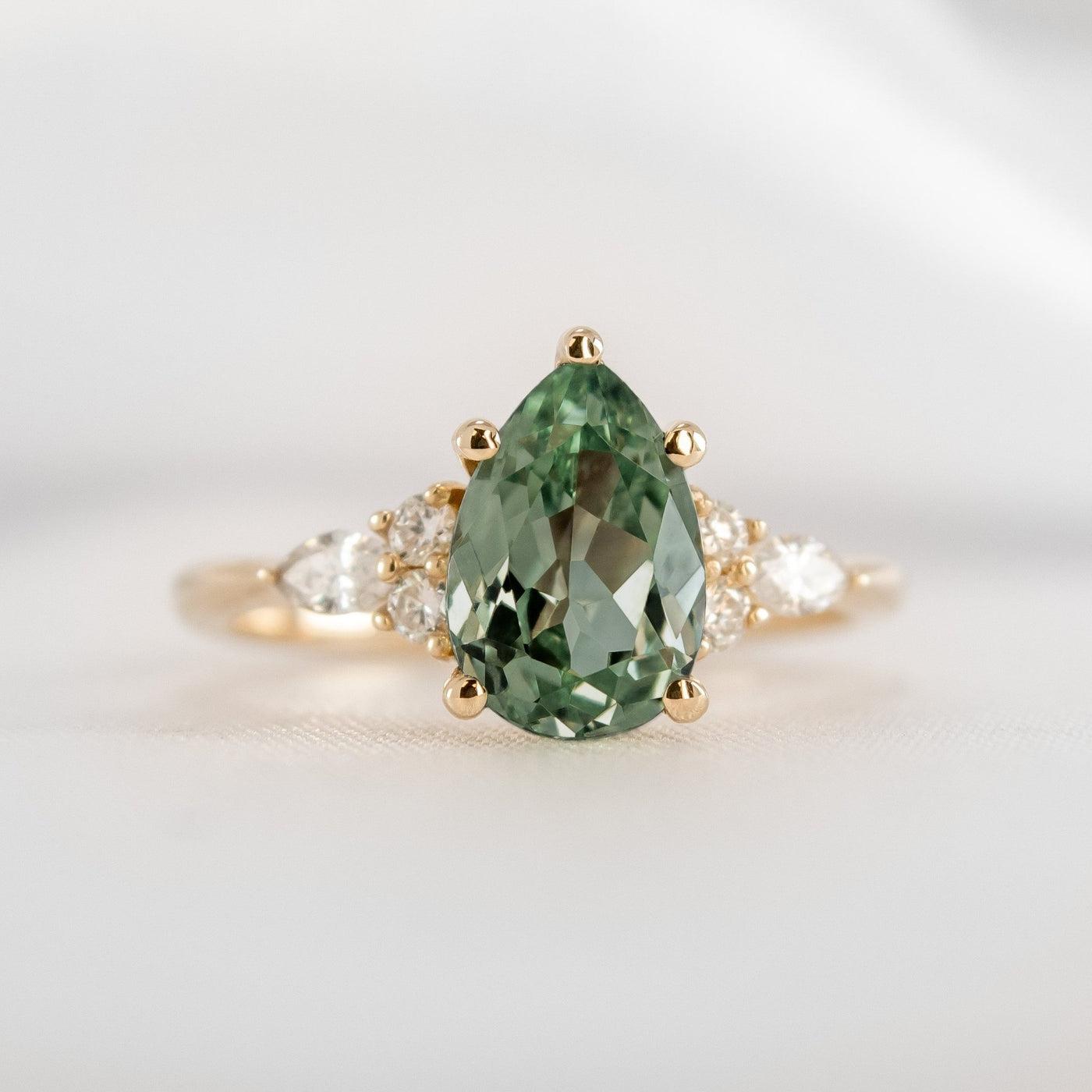 Show in 2.0 carat green sapphire*The Sophia Sapphire with Marquise Diamond Accented Solitaire Engagement Ring#color_14k-yellow-gold
