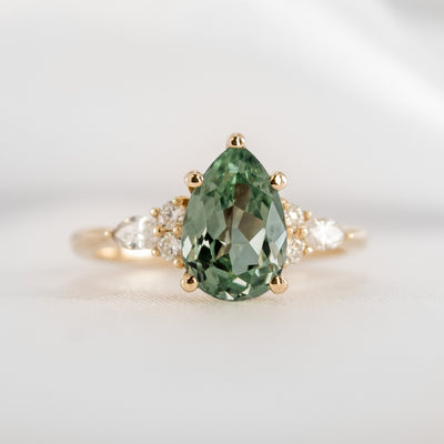 Show in 2.0 carat green sapphire*The Sophia Sapphire with Marquise Diamond Accented Solitaire Engagement Ring#color_14k-yellow-gold