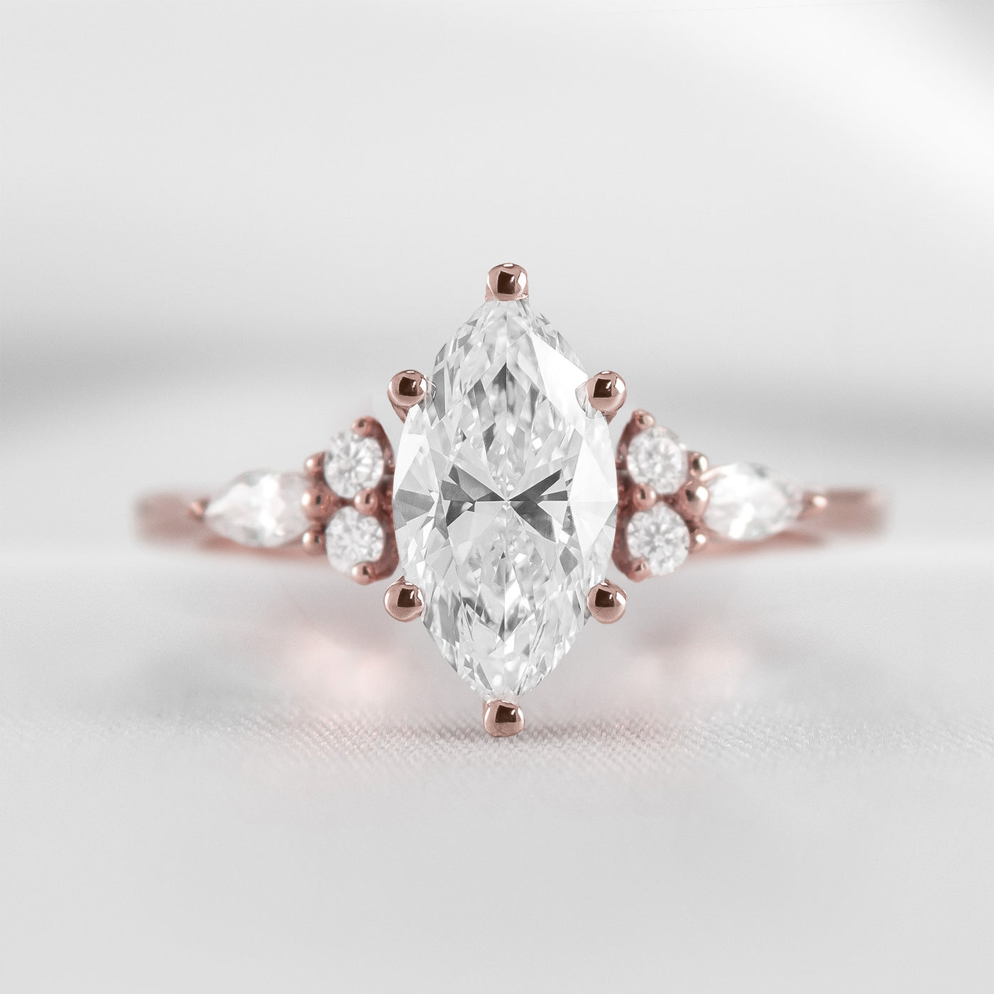 Shown in 1.75 Carat * The Sophia Marquise Accented Diamond Engagement Ring | Lisa Robin#color_14k-rose-gold