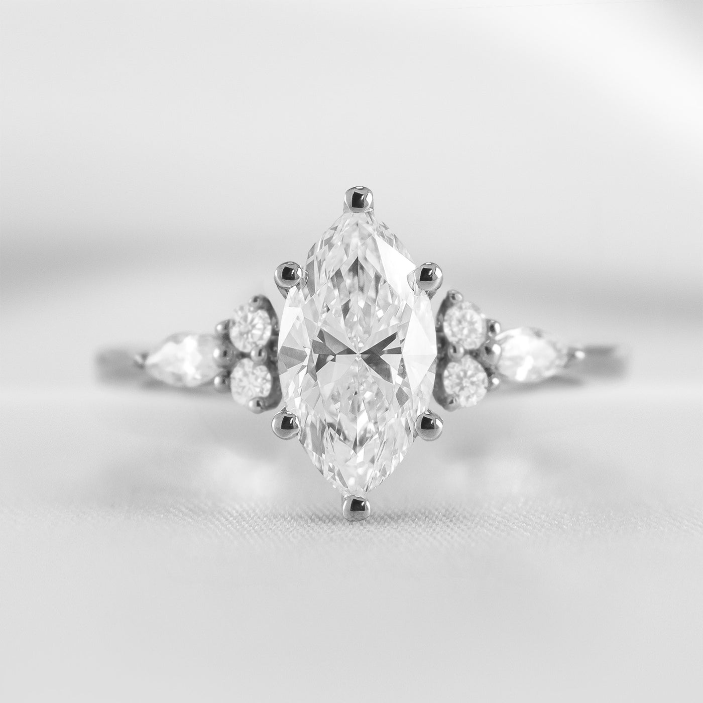 Shown in 1.75 Carat * The Sophia Marquise Accented Diamond Engagement Ring | Lisa Robin#color_14k-white-gold