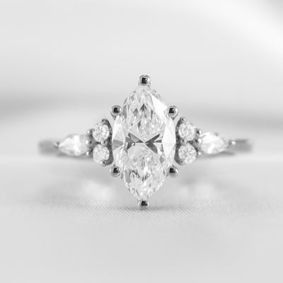 Shown in 1.75 Carat * The Sophia Marquise Accented Diamond Engagement Ring | Lisa Robin#color_14k-white-gold