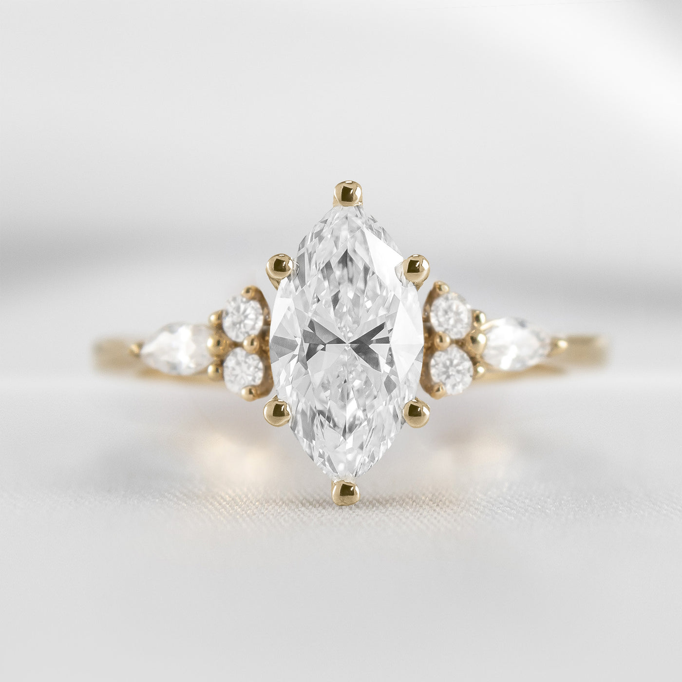 Shown in 1.75 Carat * The Sophia Marquise Accented Diamond Engagement Ring | Lisa Robin#color_14k-yellow-gold